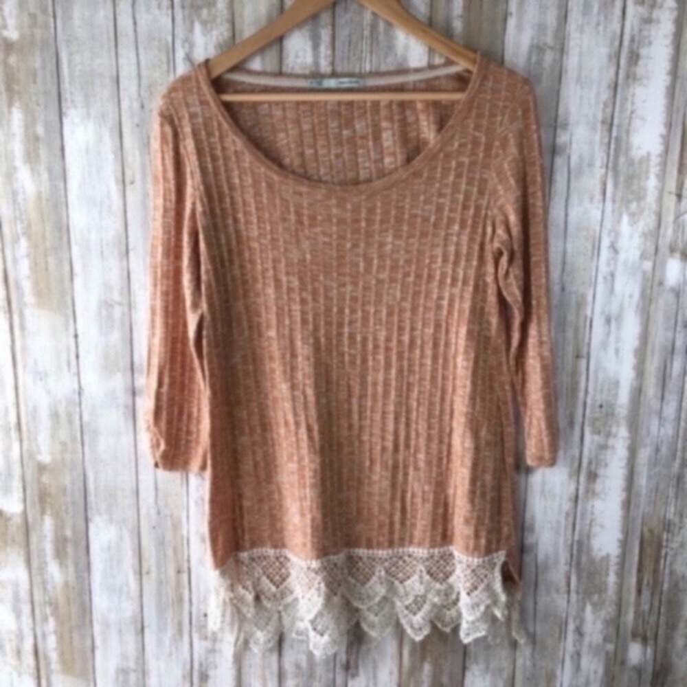 Maurices Orange Lace Bottom Blouse